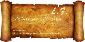 Lővinger Füzike névjegykártya